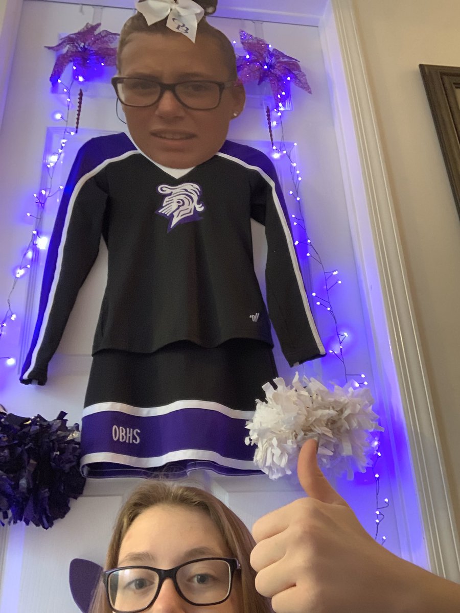 Decorating door contest ft. my fat head from senior night. Rewinding back to my cheer career💜 #OBHSsenior <a href="/MrsCotugno1/">Mrs. Cotugno</a> <a href="/MrWeissOB/">Robert Weiss</a>