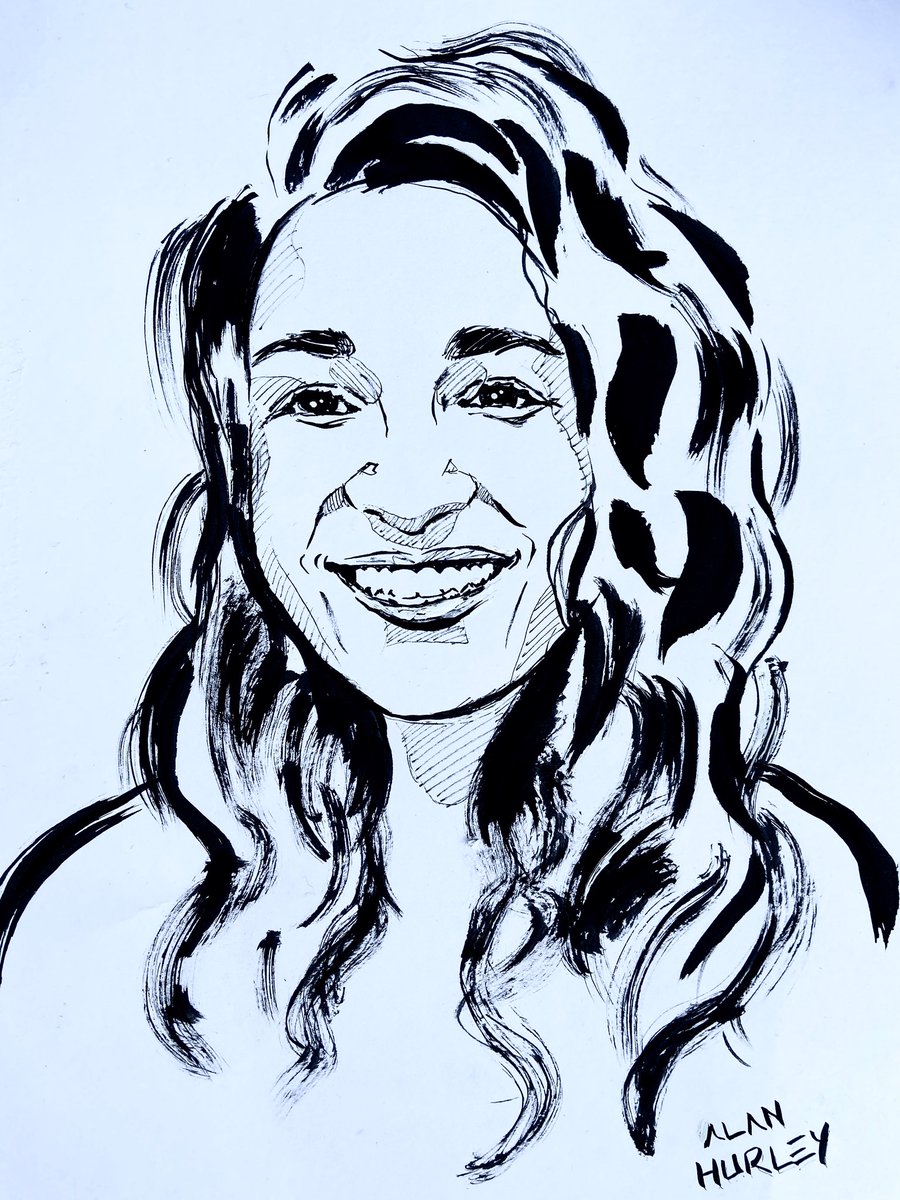 AlanHurleyArt's tweet photo. Black ink portrait drawing of @ranidabrai #art https://t.co/CgyuskApme