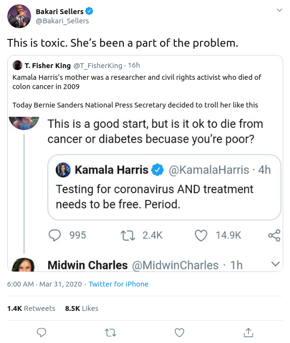 Long_Archer's tweet photo. @Bakari_Sellers @T_FisherKing is a veteran #PaidTroll who's been on Twitter harassing Sanders supporters since 2016, back when he worked for #DavidBrockDC & #SallyAlbright.
Bakari, would you care to enlighten us as to how you became involved with the DNC's standing troll army?
cc: @briebriejoy https://t.co/WhjoRQpOil