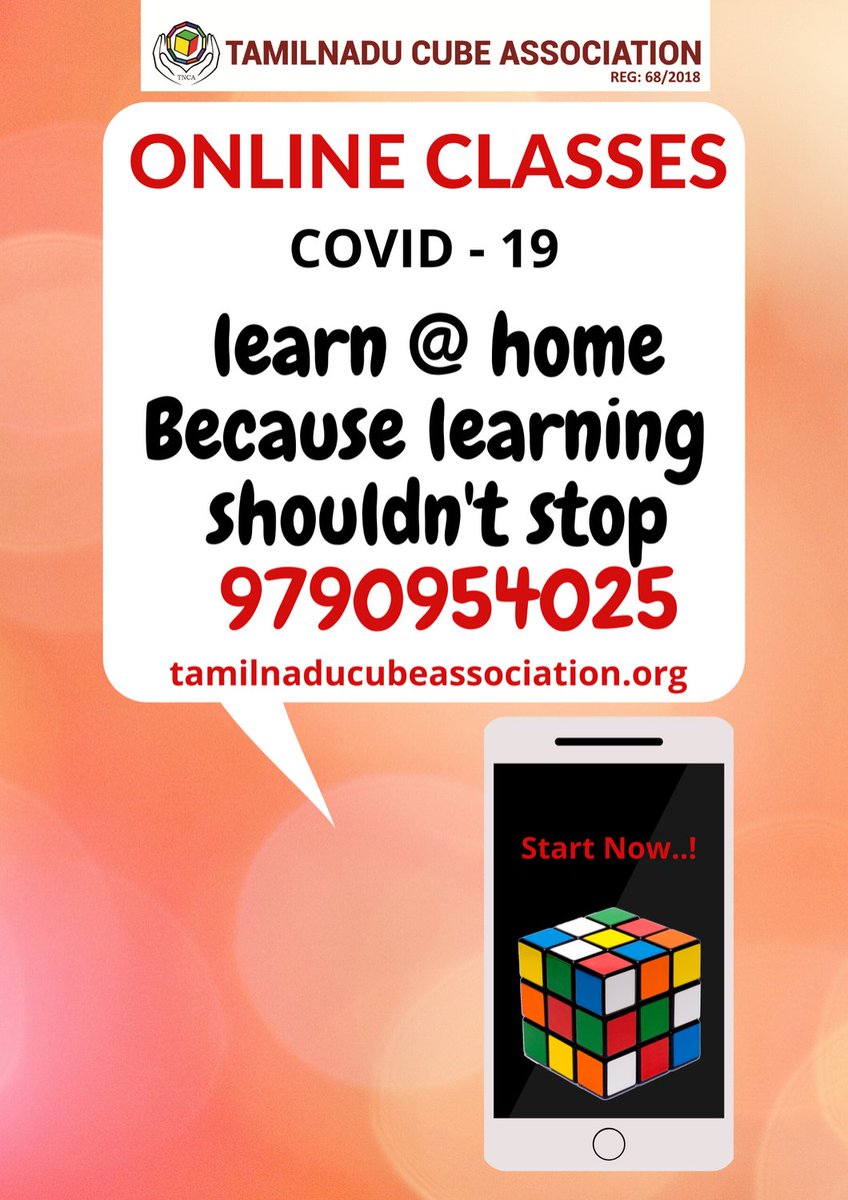 CubeTamilnadu's tweet photo. Online cube classes, students across India are getting an excellent cube skill from the safety of their homes!
Don't let the COVID-19 shutdown hamper learning for your students!
Stay home & stay safe
#tamilnaducubeassociation #onlinecubeclasses #tnca #rubikscubeclassesinchennai https://t.co/elPpMLEpPk