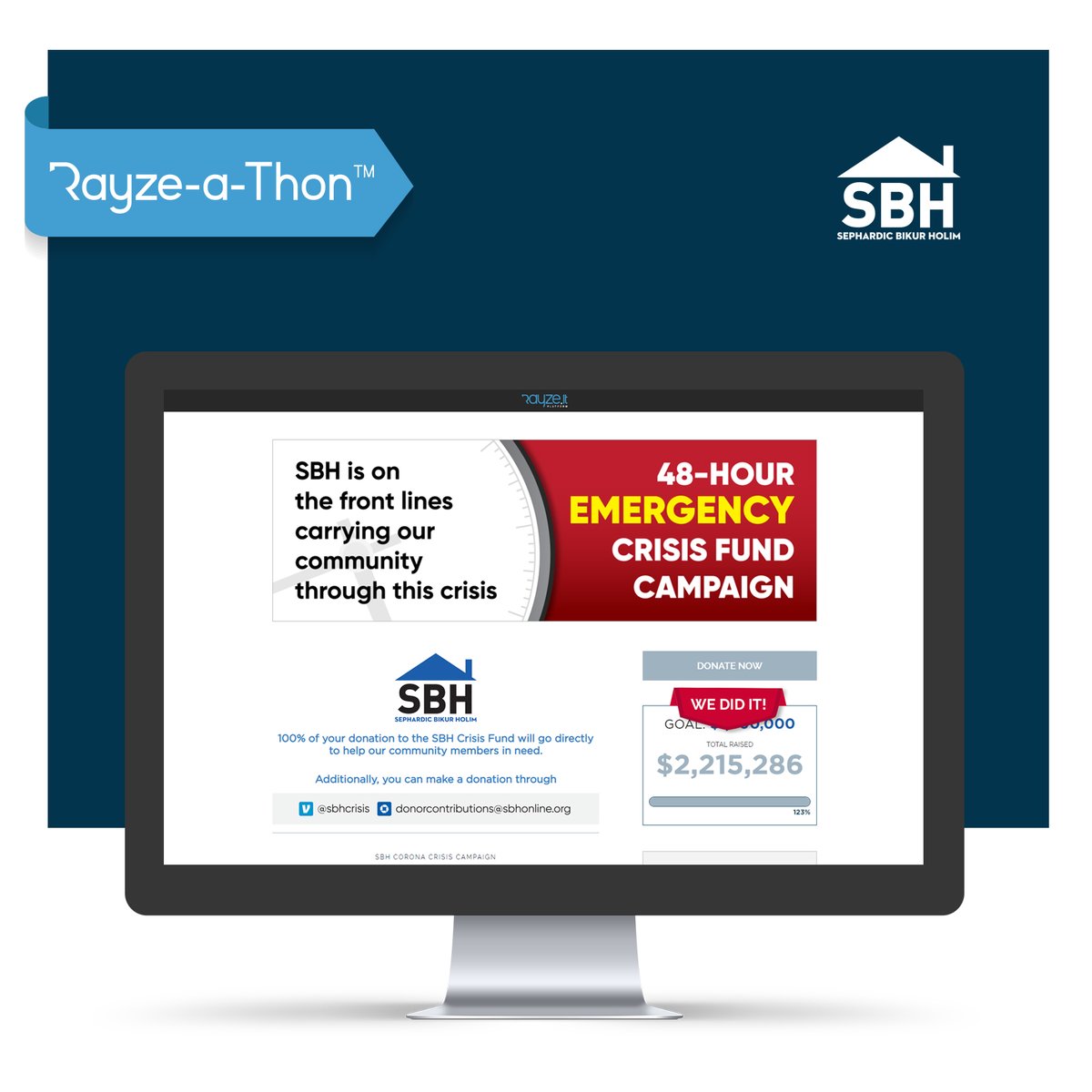 Rayze_It's tweet photo. #SBH launched an emergency crisis campaign and successfully raised over $2 million!
Thank you to all of the generous donors! Your support will help SBH support community members through this crisis.

You can still donate on https://t.co/6HHzYGl6rK
#RayzeAThon #RaiseFundsinHours https://t.co/rqkZZvXmcA