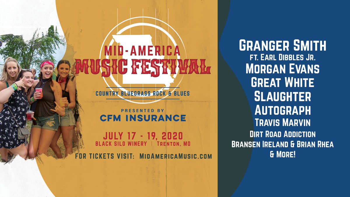 MidAmMusic's tweet photo. Great news! 📢 The #mamf team is extending its 25% OFF ticket sale until April 30th.  
Tickets 👉https://t.co/504SxAypmr

#musicwithamission #presentedbycfminsurance #summertoremember
#northernmissouri #blacksilowinery #trentonmissouri https://t.co/ANbygYpzDl