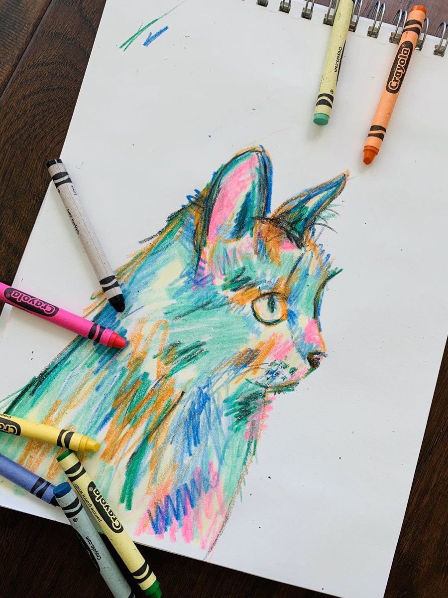 MsJonesArtClass's tweet photo. Quick lil abstract kitty cat for #NationalCrayonDay 🌈🖍 #GoodThingsGISD @ElementaryFord @JBMcMullenedu https://t.co/ZmVF8Gxhas
