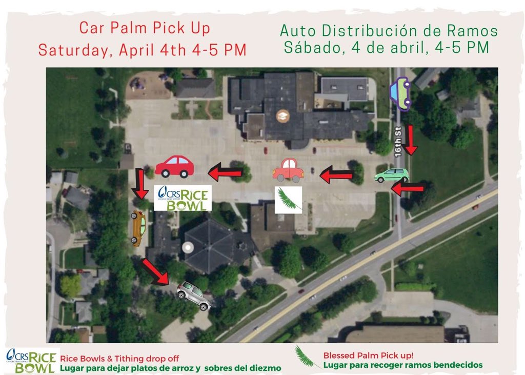 SacredHeartWDM's tweet photo. Social-Distancing Palm Distribution at Sacred Heart!! This Saturday, April 4th from 4-5 PM (or until we run out)
We will also have an option to drop off Rice Bowls &amp; Tithing envelopes. Looking forward to seeing all of you! https://t.co/O3y336Spdp