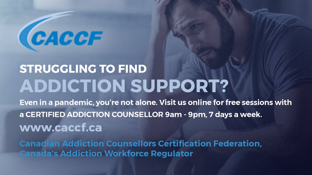 <a href="/CACCF_Canada/">CACCF</a> offers FREE Addiction Counselling to every Canadian! Do you know someone who could benefit from this FREE service? Talking to a CERTIFIED Addiction Counsellor may be the step they need. caccf.ca click on Book an Appointment to connect for FREE today.