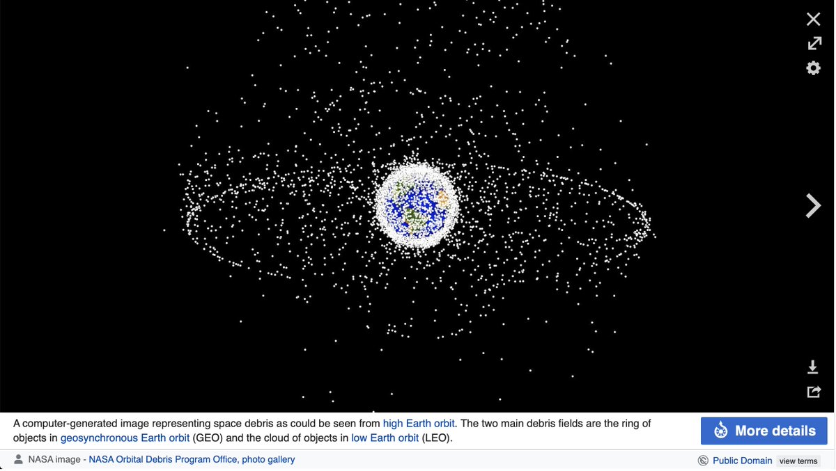 Space junk.
There are  128 million pieces of debris up there in space smaller than 1 cm. Collisions with this junk have become a hazard to spacecraft. Sandblasting is a word being used..
We didn't see plastic in the sea creeping upon us. 
Enough said