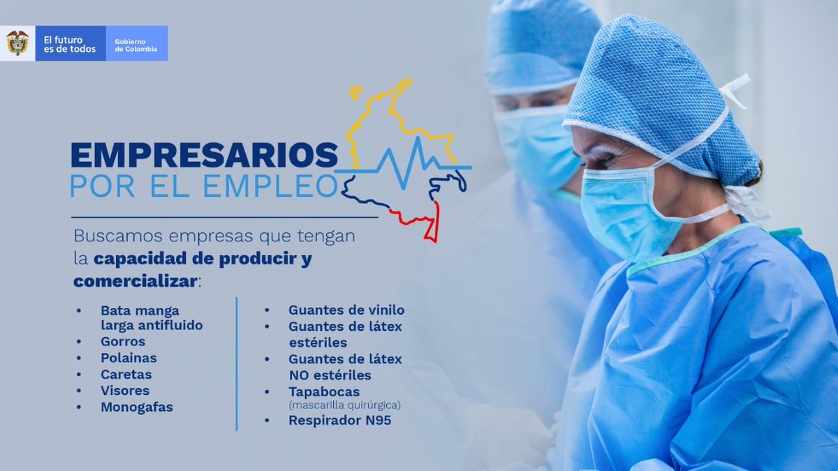 jrestrp's tweet photo. Con la convocatoria 'Empresarios por el Empleo' buscamos identificar la oferta de las micro, pequeñas, medianas y grandes empresas, que producen y comercializan elementos de protección esenciales para la atención del Covid-19.

Participen en: https://t.co/dMoj98RRhh https://t.co/JXgiHEqME5
