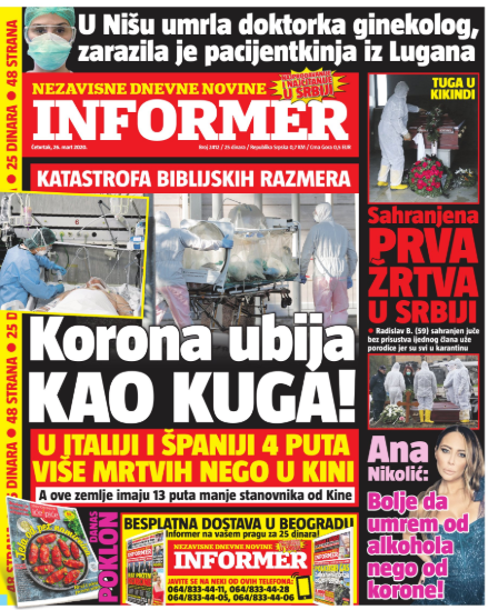 I vi se pitate da li vlast namerno širi paniku? Ljudi bukvalno misle da virus ubija kao kuga i da padaju mrtvi na sve strane.

Isključi strah. Uključi razum. Lud, histeričan, zao čovek je izvršio državni udar i maltretira naciju. A vas je strah. Jer možda i ubija kao kuga?