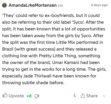 There's much chatter about the line "All the times they've screwed us over" among  #Mixers. There's even already a  @Genius lyric annotation. Props to annotator Amanda for being straight up.  @LittleMix  #LMBreakUpSong  