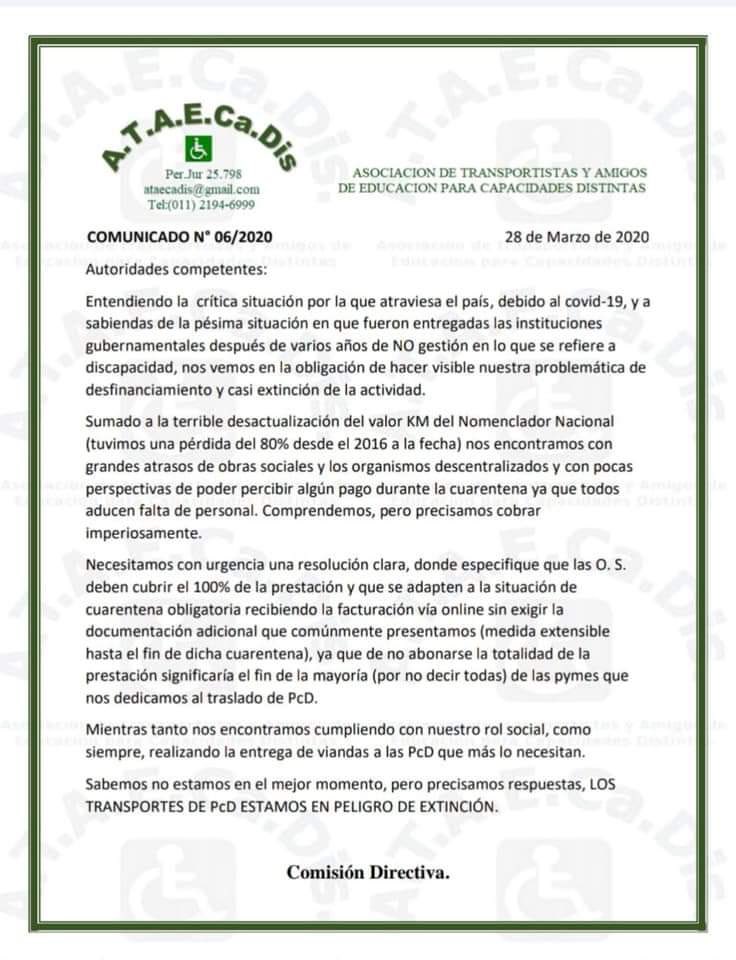 ATRAES_SANTAFE's tweet photo. sobre la continuidad de la cadena de pagos durante este Aislamiento Social Preventivo y Obligatorio.

#SSS #PAMI #IAPOS
#ATRAES #FATRADIS https://t.co/NwFpl5LvyT