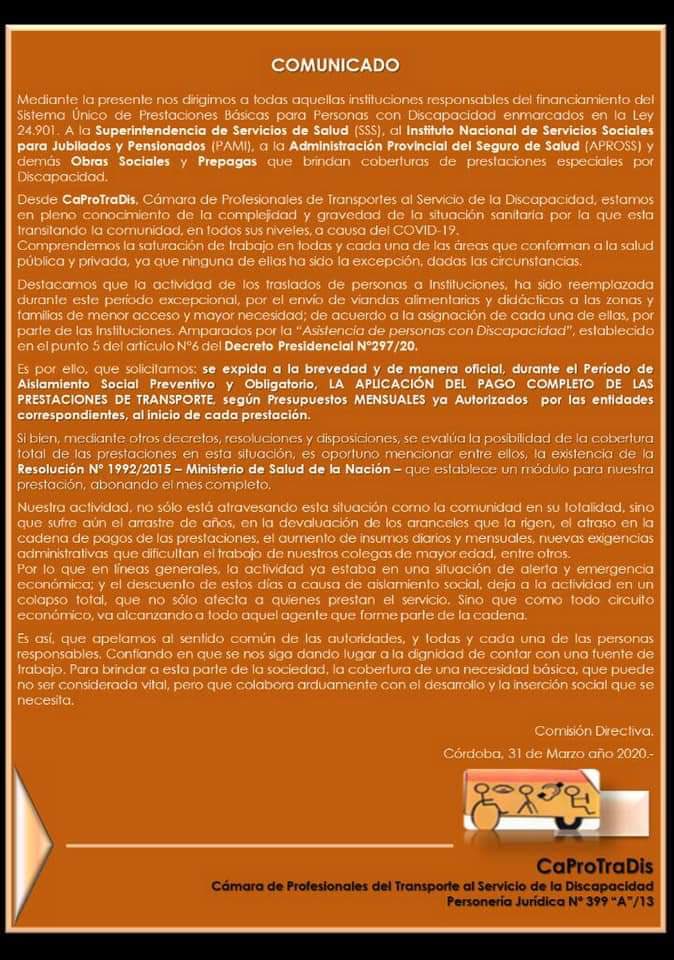 ATRAES_SANTAFE's tweet photo. sobre la continuidad de la cadena de pagos durante este Aislamiento Social Preventivo y Obligatorio.

#SSS #PAMI #IAPOS
#ATRAES #FATRADIS https://t.co/NwFpl5LvyT