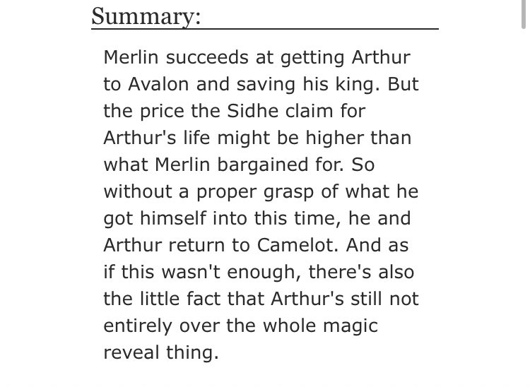 • The Wolf At Your Door by esmerod   - merlin/arthur, gwen/arthur  - Rated M  - canon era, angst, mystery, mistaken identities   - 98,932 words https://archiveofourown.org/works/982603/chapters/1935412
