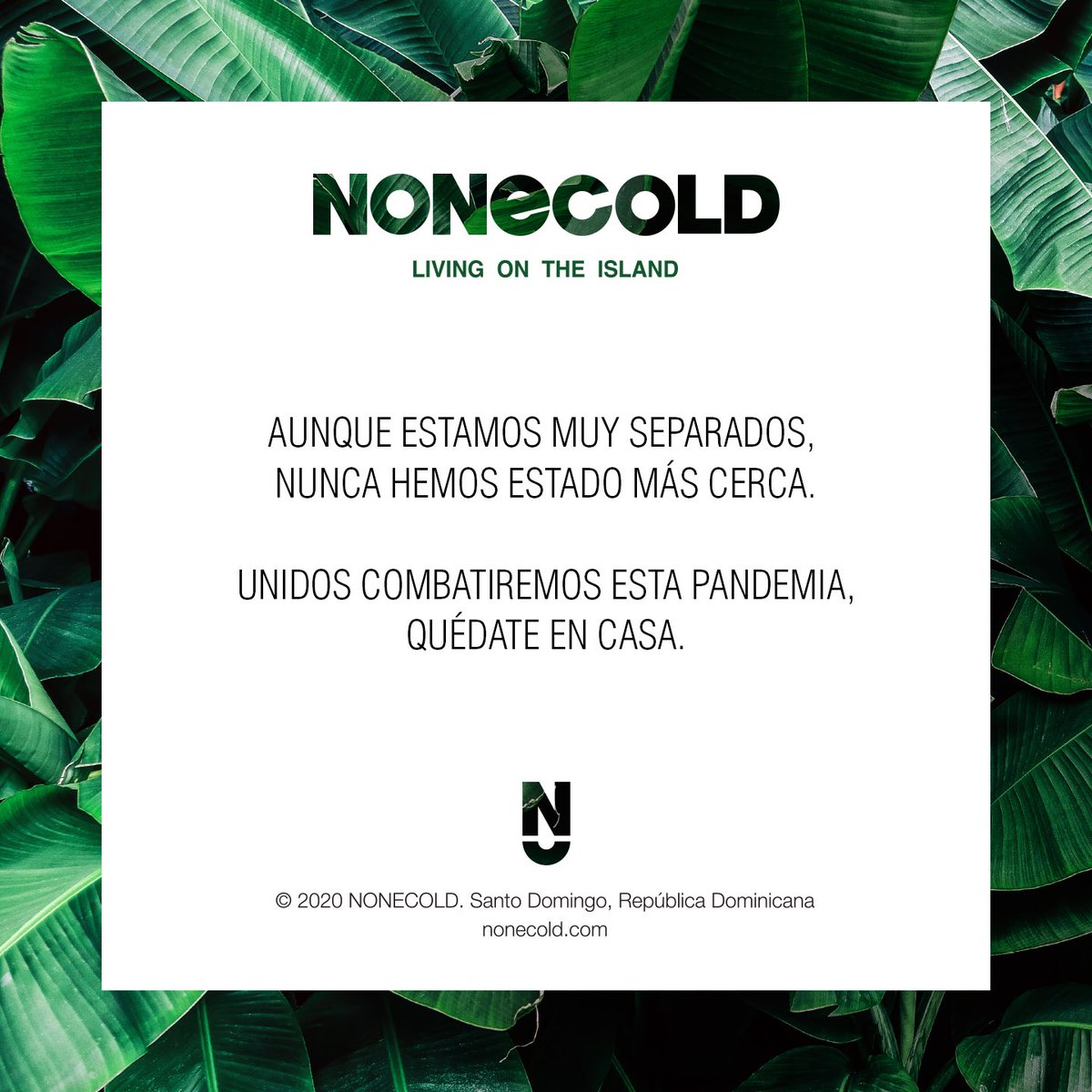 NONECOLD's tweet photo. Aunque estamos muy separados, 
nunca hemos estado más cerca.

Unidos combatiremos esta pandemia, quédate en casa.

#QuedateEnCasa #NONECOLD https://t.co/P2qnVWSMyj