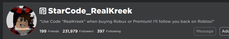 Bluezillaa On Twitter God - use code realkreek when buying robux or premium ill follow you back on roblox