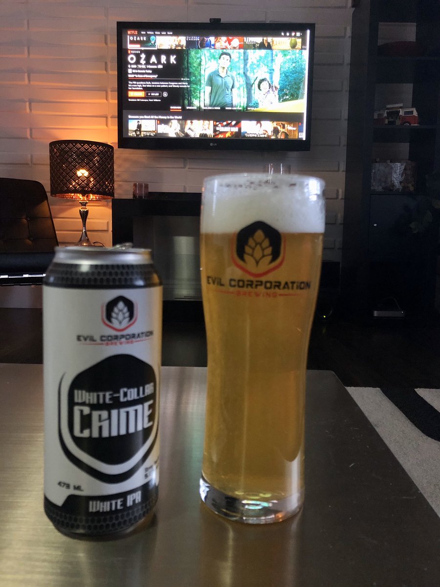 evilcorpbrew's tweet photo. Surely, there is no better beer to binge watch Ozark with on @netflix while social distancing than Evil Corporation Brewing’s White Collar Crime? #Ozark #Ozarkseason3 #ozarknetflix #Netflix #SocialDistancing https://t.co/PXngfzmHDC