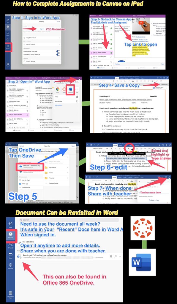 Cass_Stewart's tweet photo. Ready to submit those Social Studies and Science Assign on an ๐ฑfor the VCS K-5 ICP?
Ss will follow this process โ
๐ฒ Open Word App/Sign In VCS Login
๐ฒ Return 2 Canvas App/โOpen Inโ Word App
๐ Save Copy/Edit doc
๐ง Share doc with teacher
Hope this helps! #VCSICP https://t.co/iDeLRDKbCT