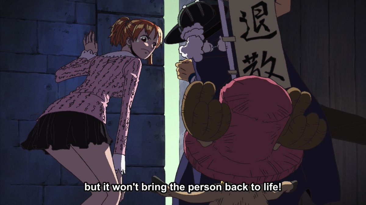 if i’m guessing right, he’s technically not bringing someone back to life. he’s reanimating corpses using the shadow of a person who is still living. which is why that guard laughs like brook and why cindry’s personality doesn’t match the one she had living.