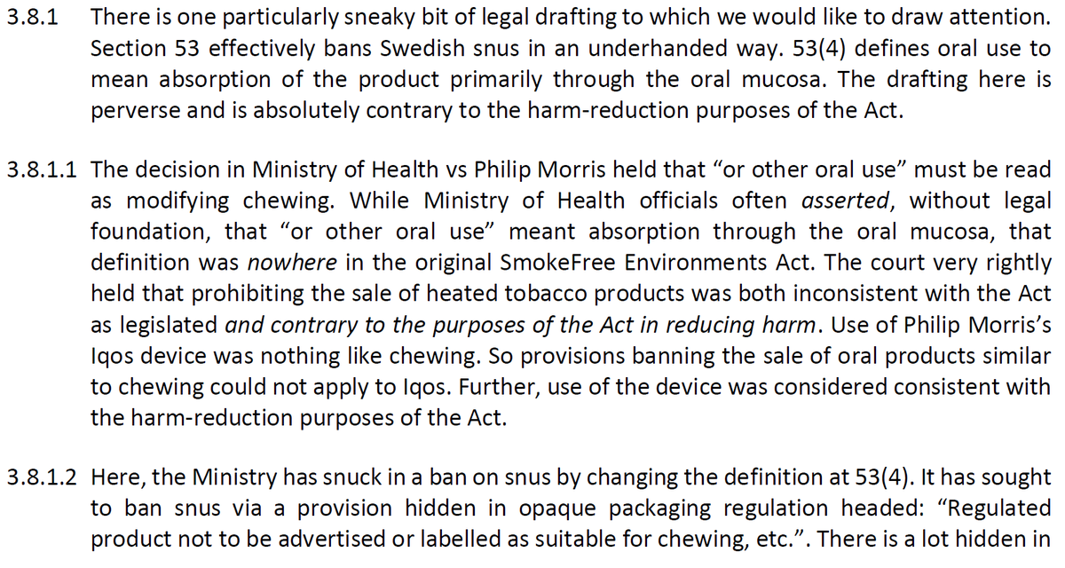 I got particularly annoyed by a ban on snus that was packaged as a change to packaging requirements. I think the Ministry's interpretation of MoH v PMI has been dead wrong re snus (it is nothing like chewing), and that the Ministry are being utter asses here.