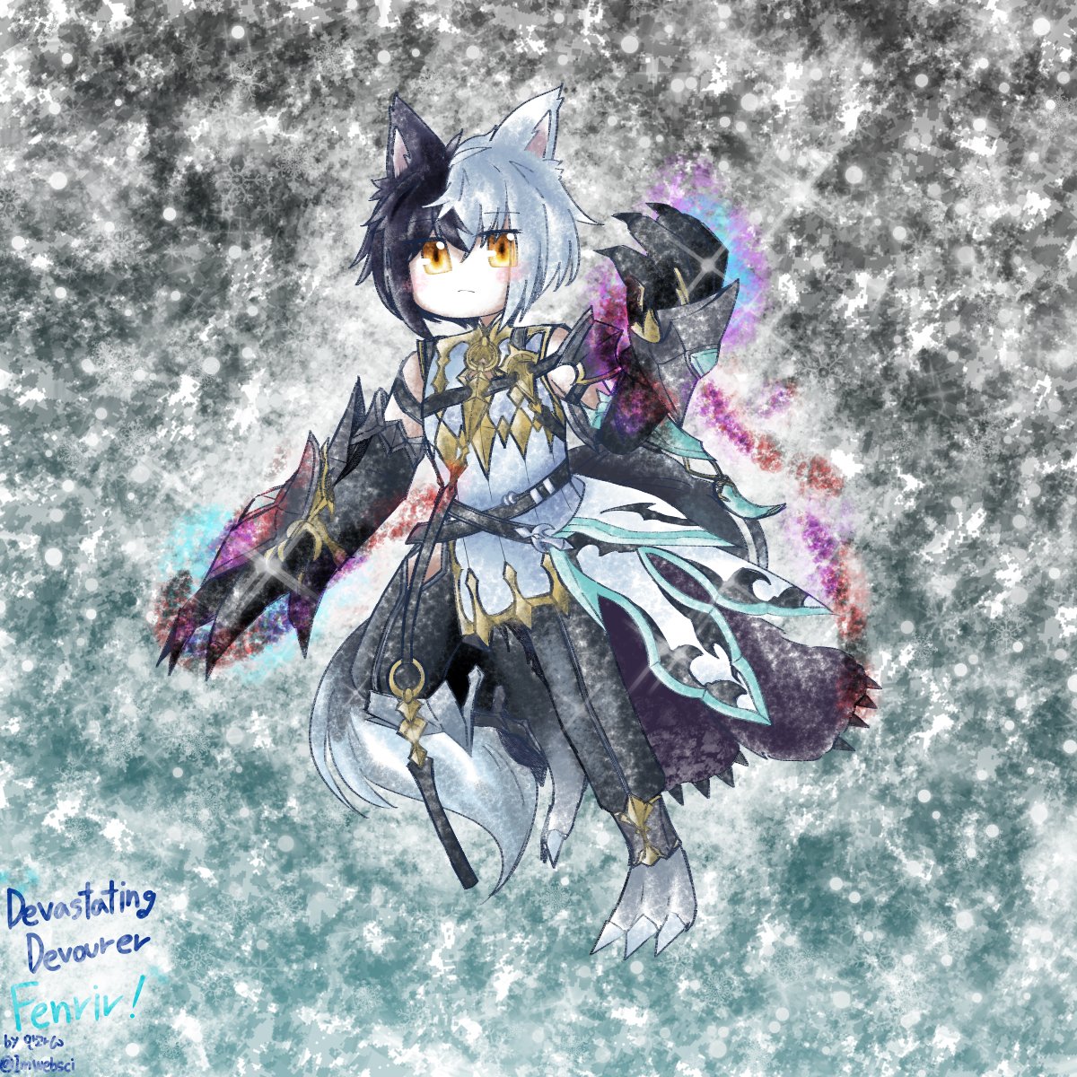 DG_Websci's tweet image. 몇 달 전에 그렸었던 스쿨드와 펜리르