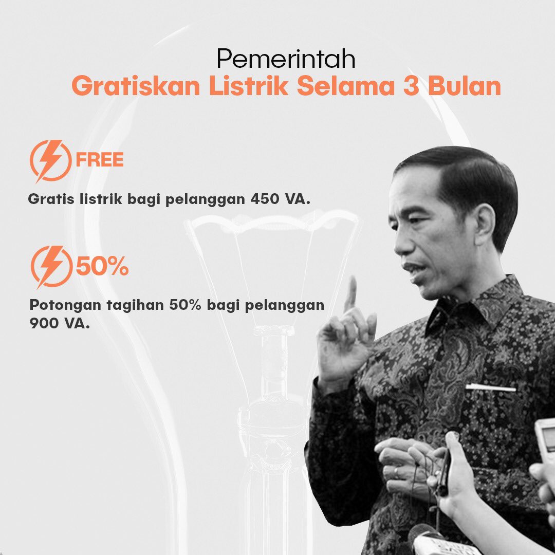 dee_iie's tweet photo. Semua Karena corona #gratis listrik untuk pelanggan 450 VA dan potongan tagihan 50% bagi Pelanggan 900 VA selama #tigabulan https://t.co/wtlSS6142B