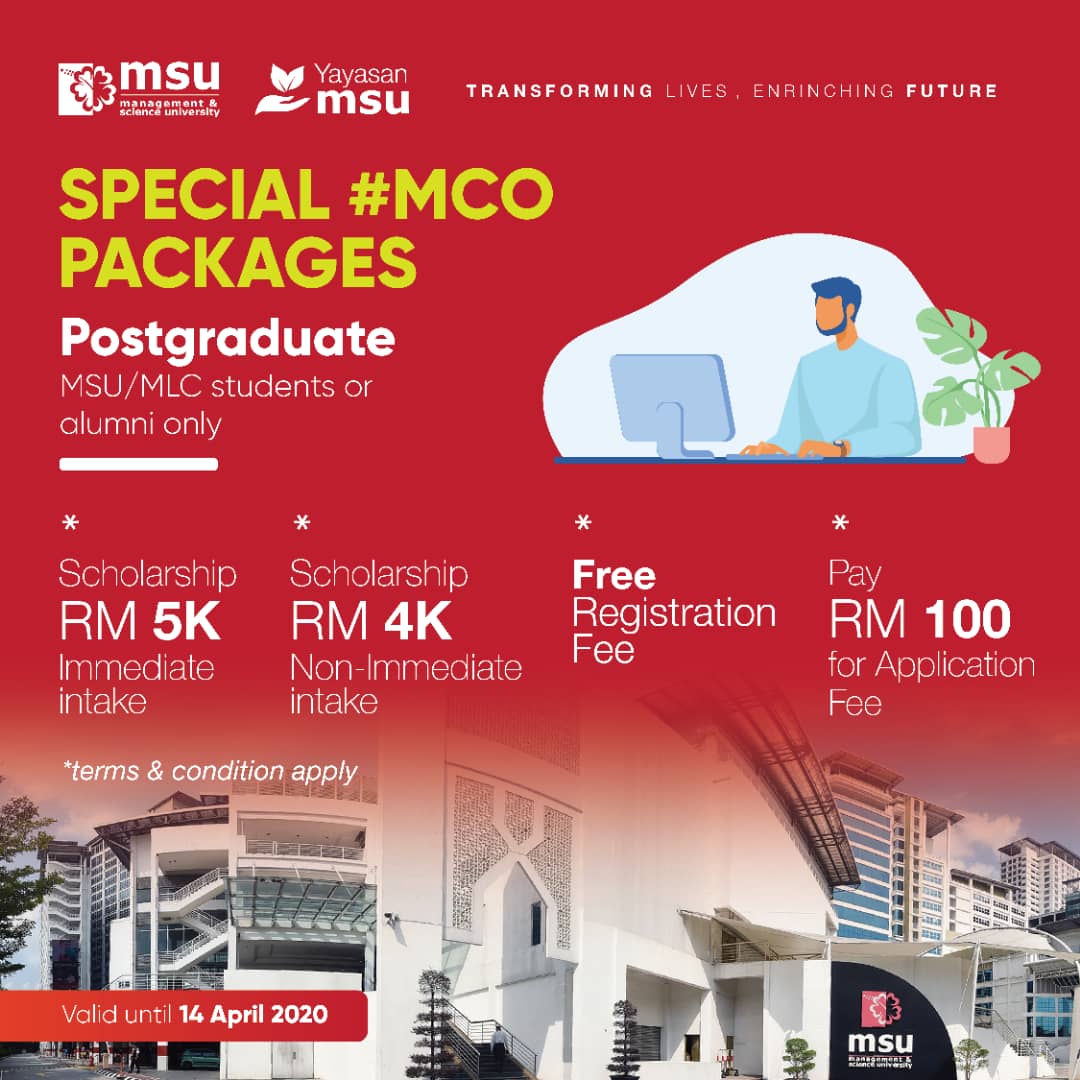 MsuPenang's tweet photo. Come and grab our Special #MCO package!
Applicable for #MSU, #MSUC, #MLC students and #MSUAlumni!
Contact our your mentors and academicians for further details!
Transforming your life by enriching your future with #MSU
Call us now at 04-2268281.
#MsuPenang
#MSUmalaysia https://t.co/9pZO8fOYek