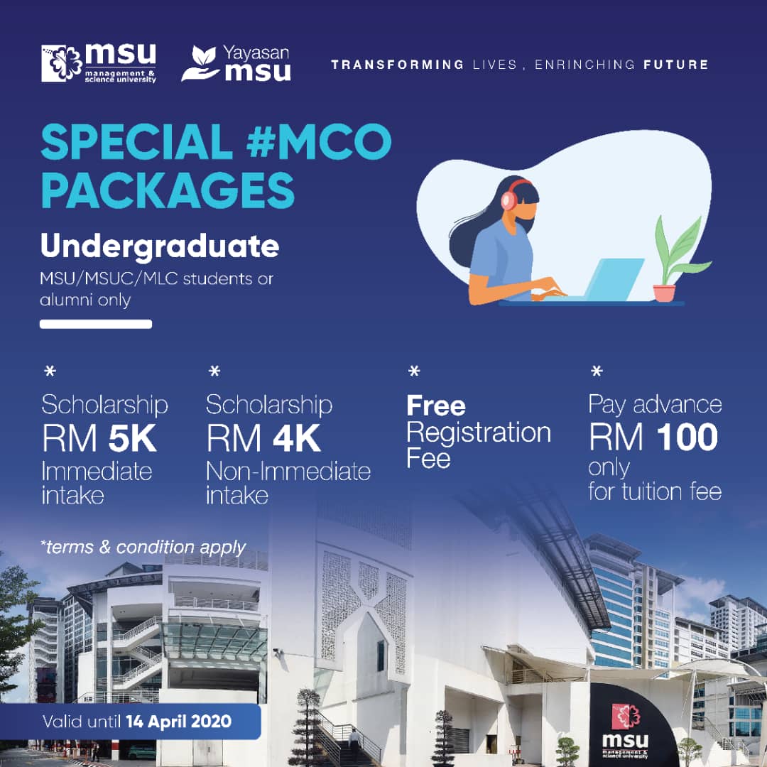 MsuPenang's tweet photo. Come and grab our Special #MCO package!
Applicable for #MSU, #MSUC, #MLC students and #MSUAlumni!
Contact our your mentors and academicians for further details!
Transforming your life by enriching your future with #MSU
Call us now at 04-2268281.
#MsuPenang
#MSUmalaysia https://t.co/9pZO8fOYek