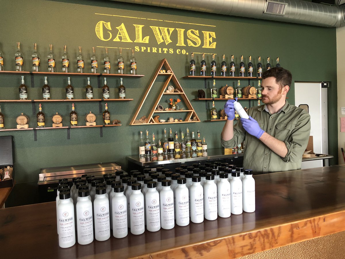 CalwiseSpirits's tweet photo. Honored to be able to help! More sanitizer on the way this week to Ventura county and central coast agencies. https://t.co/6rMHcOzwTW