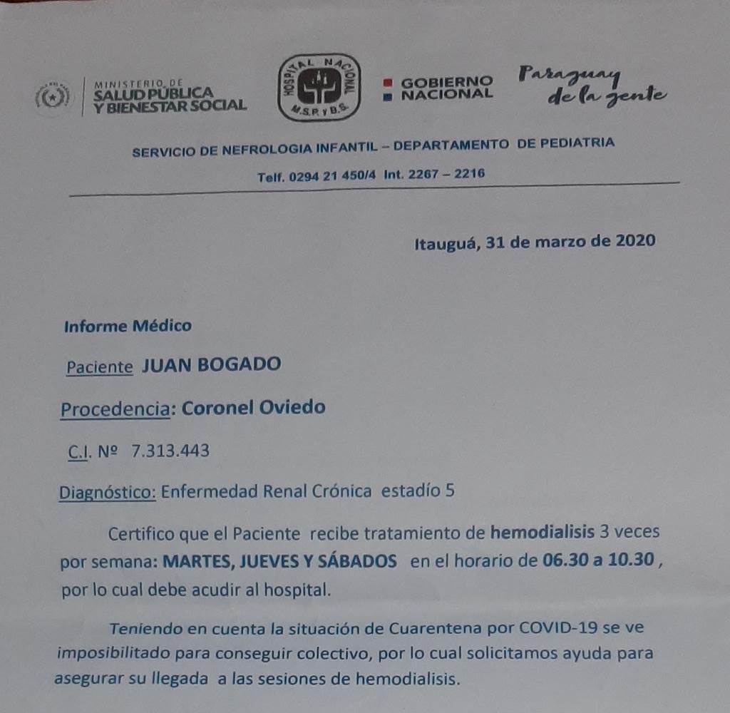 Cinty_samudio's tweet photo. Buenas Necesitamos servicio de ambulancia, porque no hay colectivos disponibles para trasladar a mi hermano que necesita hemodiálisis en el hospital  de Itaugua los días martes,jueves y sábados.  Somos de Coronel oviedo. Y necesitamos que nos ayudes!! 
@msaludpy 
@MazzoleniJulio https://t.co/EnVyMm5lgz