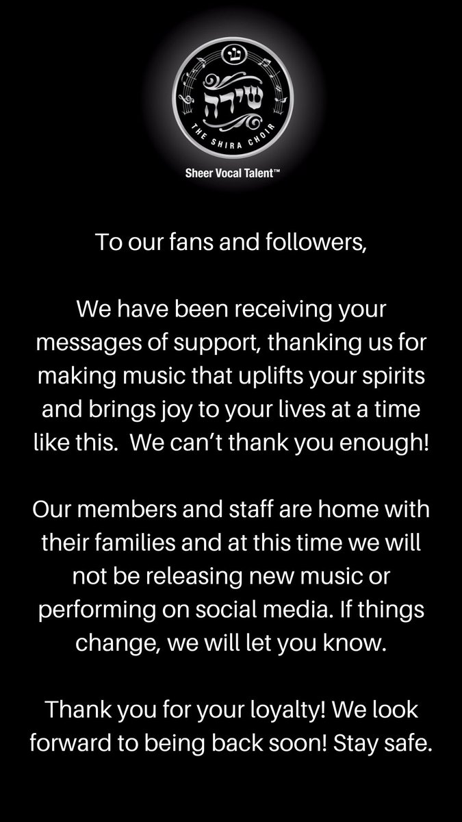 TheShiraChoir's tweet photo. A message from @TheShiraChoir 🎤 https://t.co/7sfoLYyam5