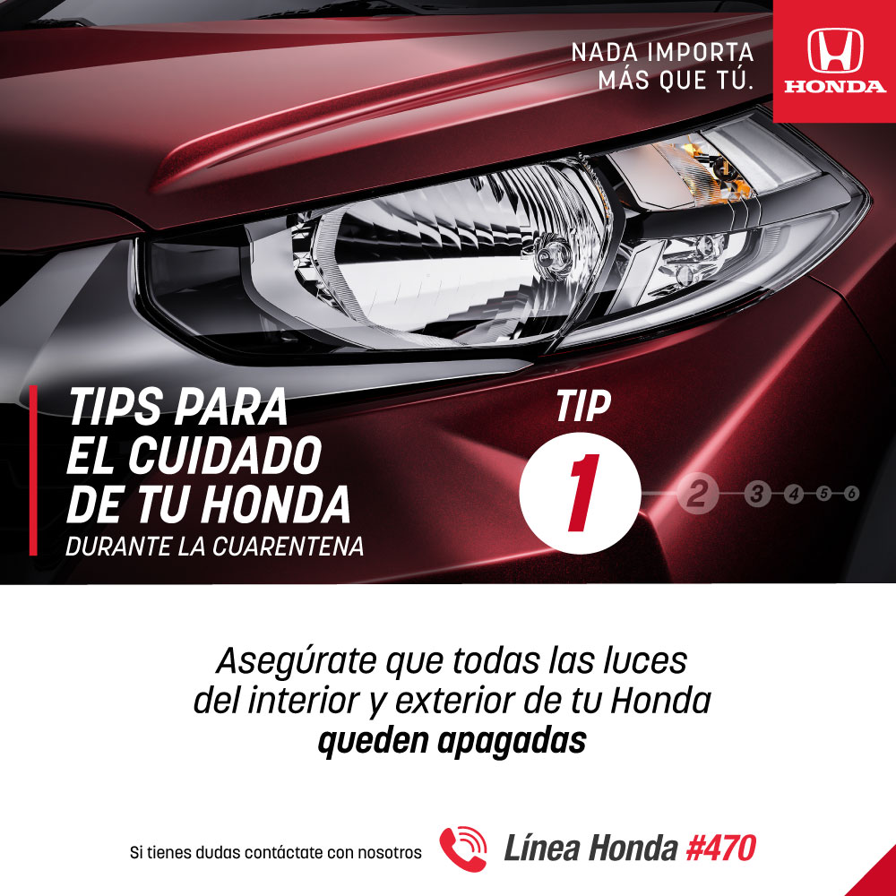 En Honda, nada importa más que tú, por eso compartimos contigo unos tips para el cuidado de tu vehículo durante estos días en los que todos debemos estar en casa, incluyendo tu Honda 🚗 https://t.co/NCK8jD8dDx