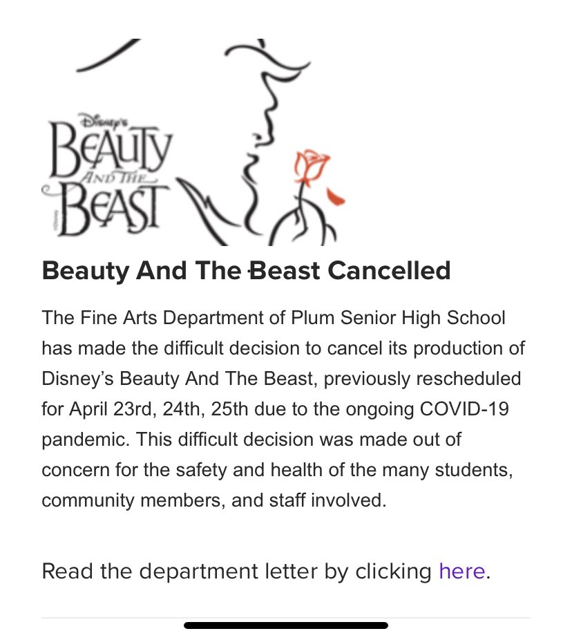 It’s a very sad day..stay strong..stay well.<a href="/plumboroughsd/">Plum Borough SD</a> <a href="/PHSMusical20/">PHS Musical 2020</a> visit the high school for more information.