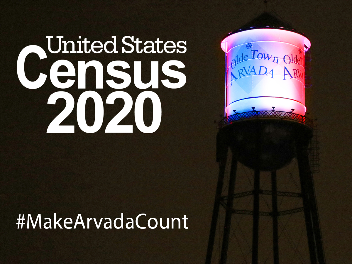 cityofarvada's tweet photo. Tomorrow the water tower will be lit in red, white and blue to mark Census Day 2020. Completing the census online takes about 10 minutes. Celebrate the day by making Arvada count! #makearvadacount #census2020 https://t.co/2PkrwZrXUO