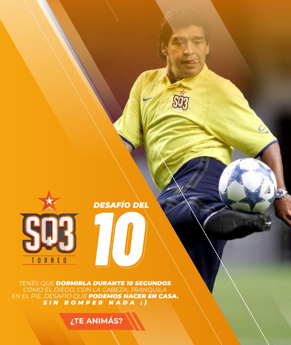 Esquiu3's tweet photo. ⚽ ¿Te sumás a este Desafío? 
Dormila como lo haría el Diego, durante 10 segundos en la forma que mejor te salga. Subila a historia de instagram y arrobanos @Esquiu3 
Nomina a quien quieras, es un Challegue tranquilo para que no nos reten en casa 😎 https://t.co/lemNlmjzto