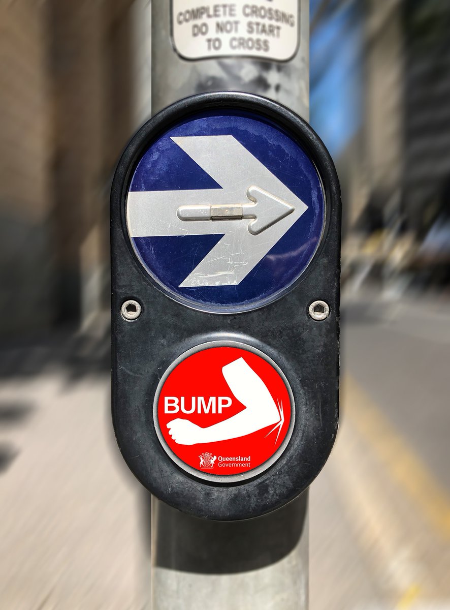 TMRQld's tweet photo. Things have changed.

Pushing buttons is second nature to us—but for the time being we're all going to have to make some changes. These new stickers are there to remind us all to use our elbows instead of our hands (or better yet #stayhomestaysafe). https://t.co/dKNelHvuK5