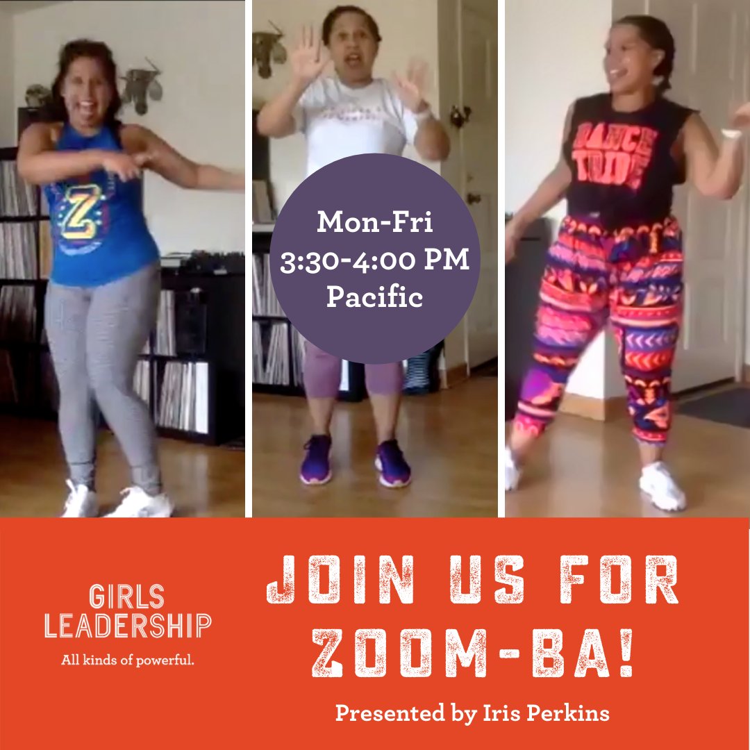 girlsleadership's tweet photo. FREE Girls Leadership Zoom-ba! Register at https://t.co/lDQ1rHEKuV
M-F, 3:30-4:00 PM Pacific/ 6:30-7:00 PM Eastern
For girls and their grown-ups. Wear comfortable clothing, stay hydrated, and move your body!
#GirlsLeadership #AllKindsOfPowerful #PlayIsOurCoreValue #zoomba https://t.co/ZmTxo8qM70