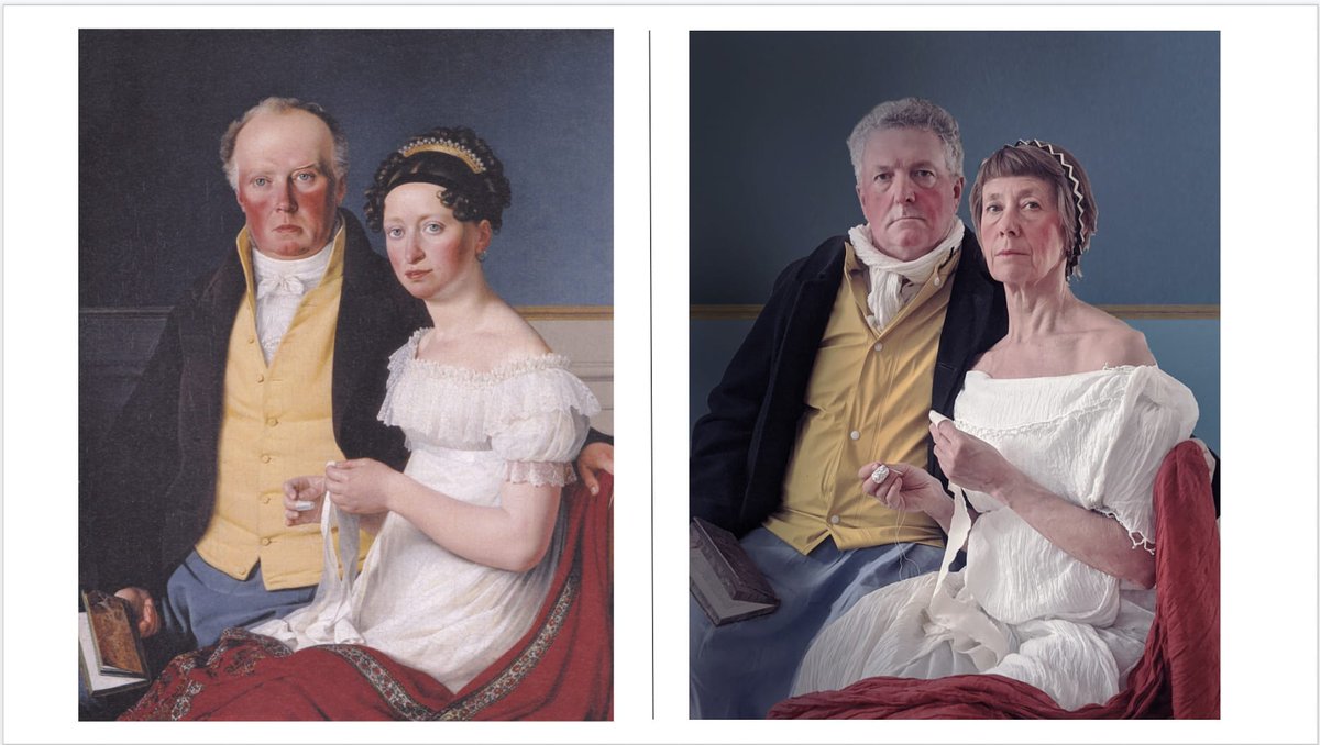 Day 12Portrait of Count Preben Bille-Brahe and His Second Wife, Johanne Caroline, née Falbe, 1817By Christoffer Wilhelm EckersburgPortrait of Brian O'Cathain and his one and only wife, Liz Nilsson, 2020.