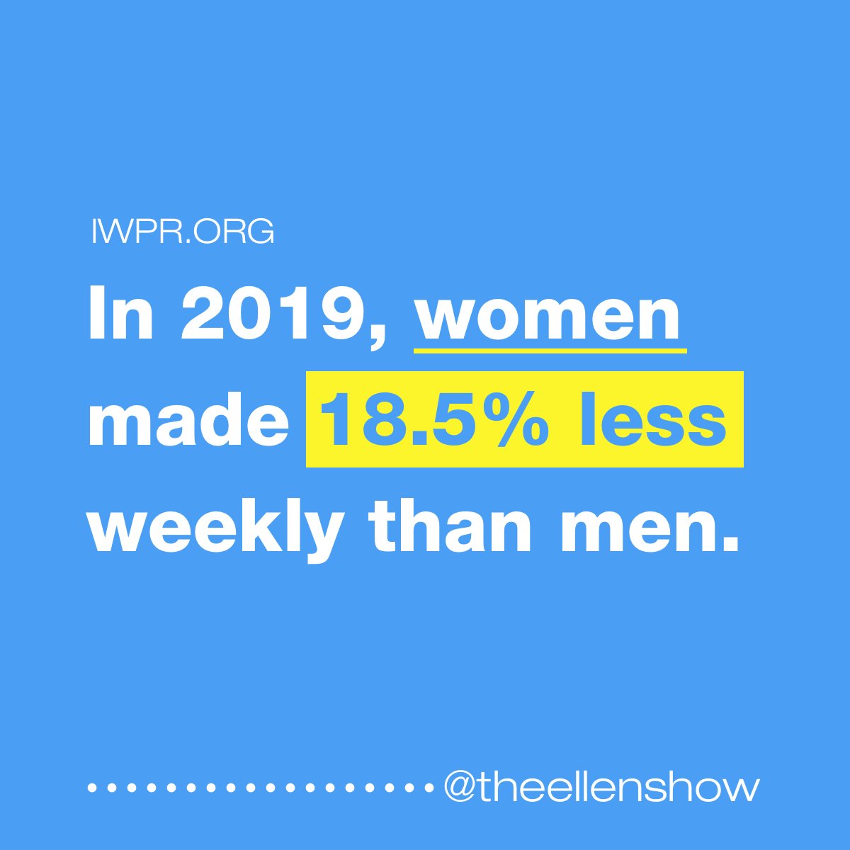 TheEllenShow's tweet photo. Today is #EqualPayDay. Can you imagine how you would feel if any of these facts applied to you? https://t.co/AwR1Ch0pf2