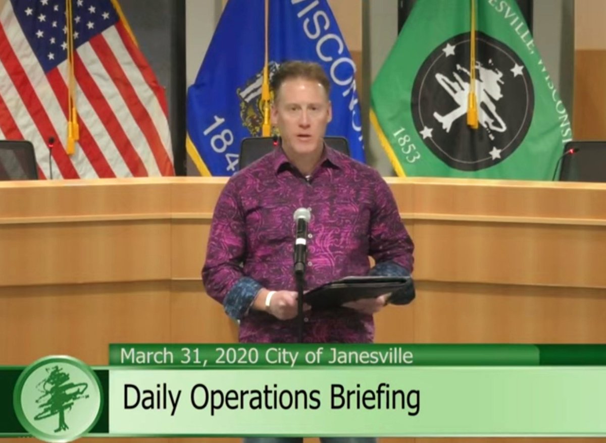 nanspud's tweet photo. Giving today's daily Emergency Operation Center briefing in style for the City of Janesville WI @Gale_S_Price @RobertGrahamNYC #rgcolor https://t.co/hddMRFOX5c