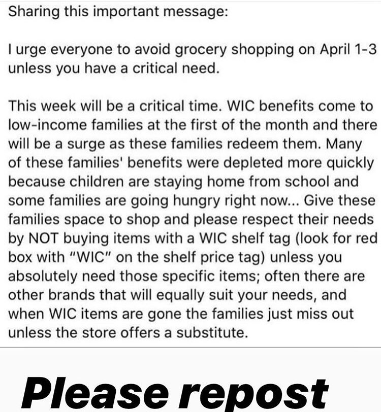 jmbunting's tweet photo. @USDANutrition Do WIC cards typically get reloaded at the beginning of each month? I ask because I am wondering if the attached message is true. I searched Google, but couldn’t find a solid answer. https://t.co/yRRy53dk8v