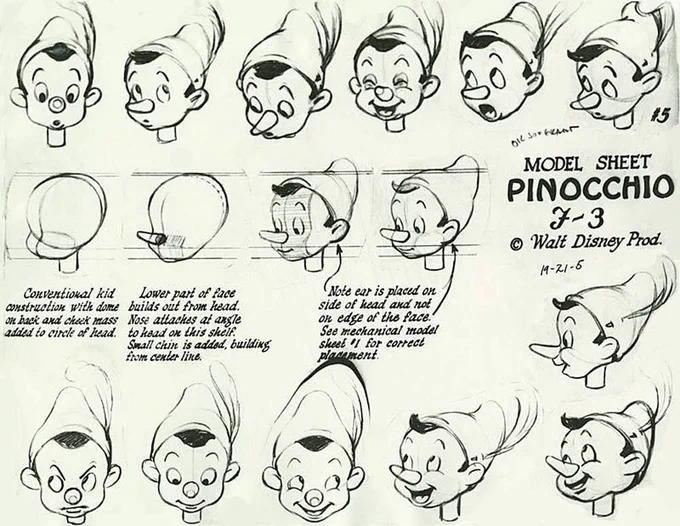 Animation art from Disney's PINOCCHIO (1940). 