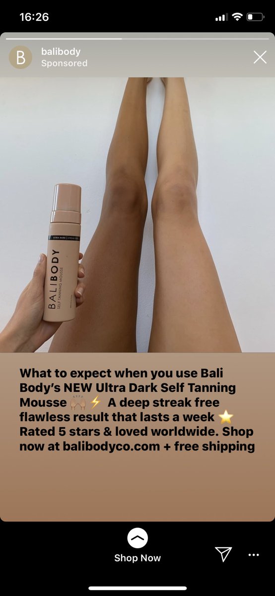 RoseSydni's tweet photo. I saw this ad on Instagram and while I think self-tanner isn’t entirely bad, the way it’s advertised here it looks like the woman has a completely different skin color. Acceptable? #COMM_3321B https://t.co/lSnmwKSFyo