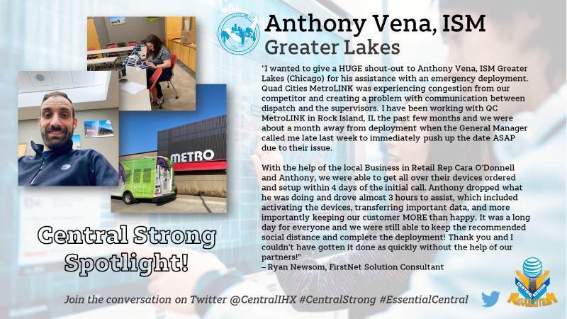 CentralIhx's tweet photo. #CentralStrong 💪
We know transportation services are key and we’re here to make sure these essential workers have the resources and connectivity they need! 

Thank you @AnthonyVena for your quick action and exceptional service! 
#CentralRevolution ✨ #EssentialCentral https://t.co/m7j7NYgXzx