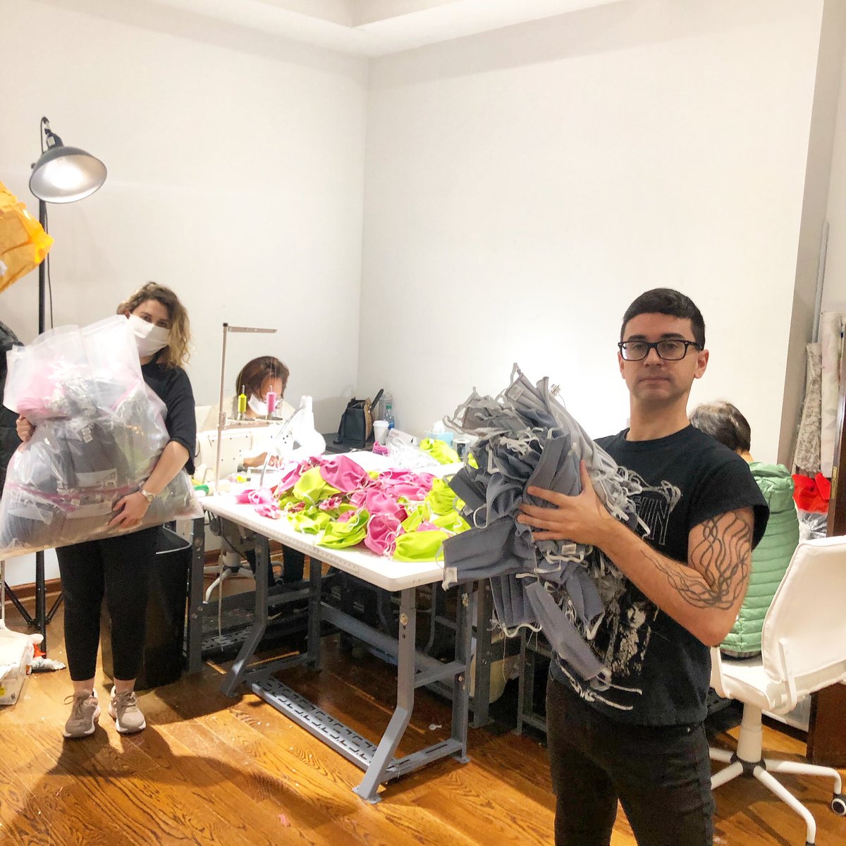 CSiriano's tweet photo. Melanie in our office has us up to 600 masks a day and that will be 3,000 just this week! Thank you everyone for all your wonderful donations we so appreciate you. Donate https://t.co/sqD9J6NmFs https://t.co/PMAZ45cZXL