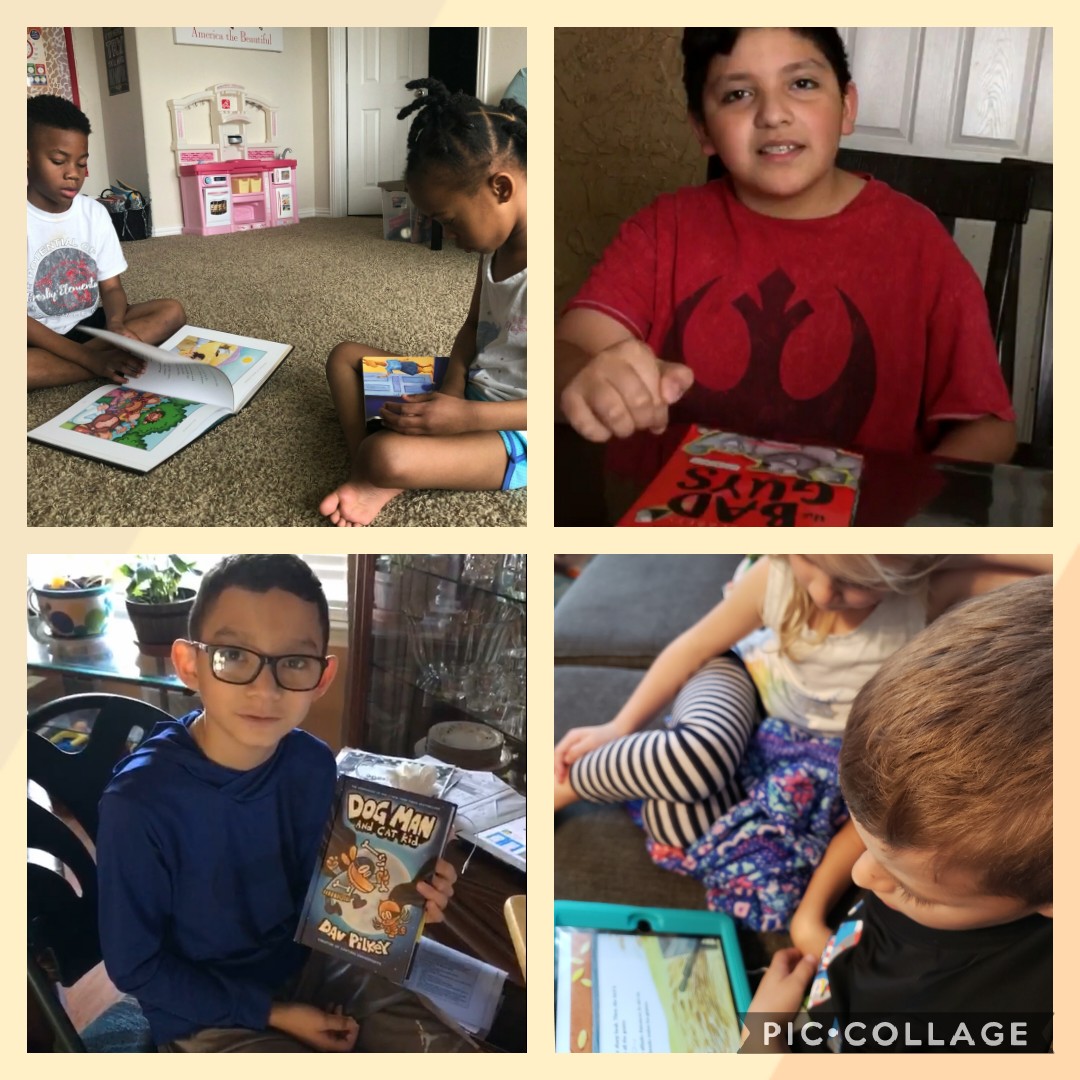 GPeabodyElem's tweet photo. Happy Tuesday, #chargerfamily! Whatcha reading? Here are some pictures of some of our students and teachers reading. @SherylBurt15 even held a Zoom read aloud with her class! 🏅 RT to share your pictures with us. @PeabodyLibrary
#gpstrongertogether #DallasISDAtHome https://t.co/kUM8hYL9Gh