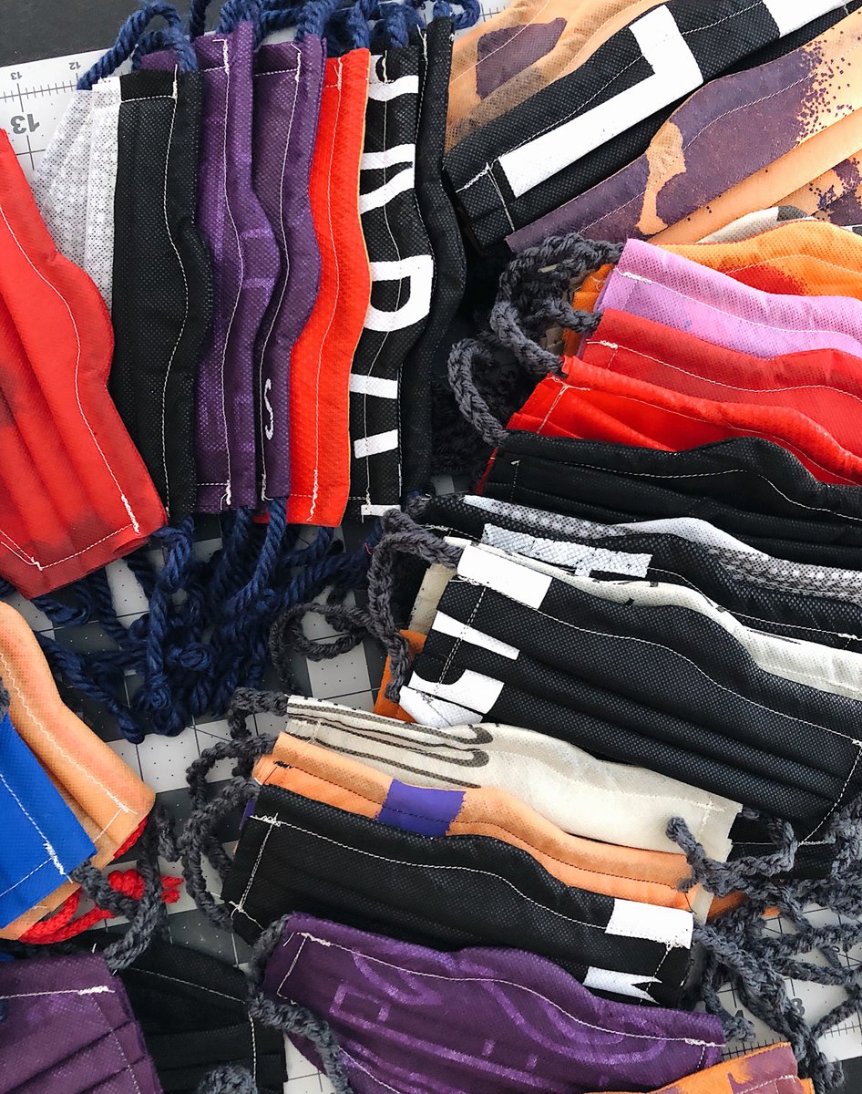 av3rypham's tweet photo. Just made 55 masks to donate out of @UrbanOutfitters bags! pls sponsor me and send me more bags tsm #uo https://t.co/jQn6iP8n1E