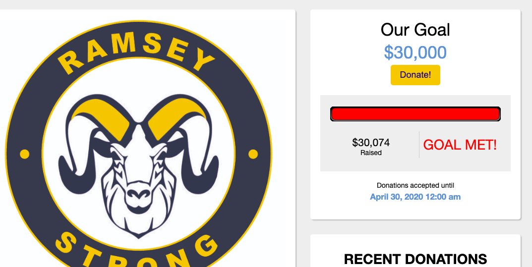 THANK YOU! THANK YOU! THANK YOU! Ramsey Strong Supporting True Heroes reached the goal of $30,000.00. SO proud of this community!!!!!
tinyurl.com/wzq8kou
#GoRamsNJ <a href="/Hubbard_School/">MaryAHubbardSchool</a> @TisdaleSchool <a href="/RSDsmithschool/">Smith Middle School</a> <a href="/drmatthewmurphy/">Matthew J.  Murphy</a> <a href="/RamseyHSNJ/">Ramsey High School</a>