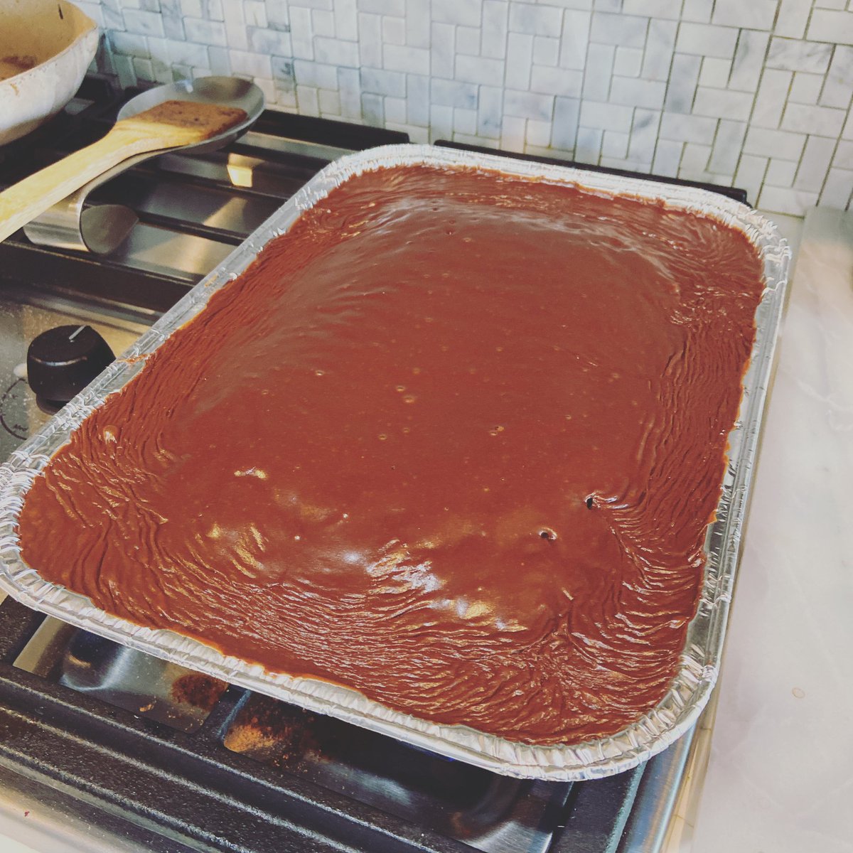 CNBrandonScott's tweet photo. I had an hour between conference calls so I made my first cake from scratch. #nobox #DrPeppercake #notsurehowitsgonnataste #workfromhomebaker #StayAtHome https://t.co/0IAWM59AmE