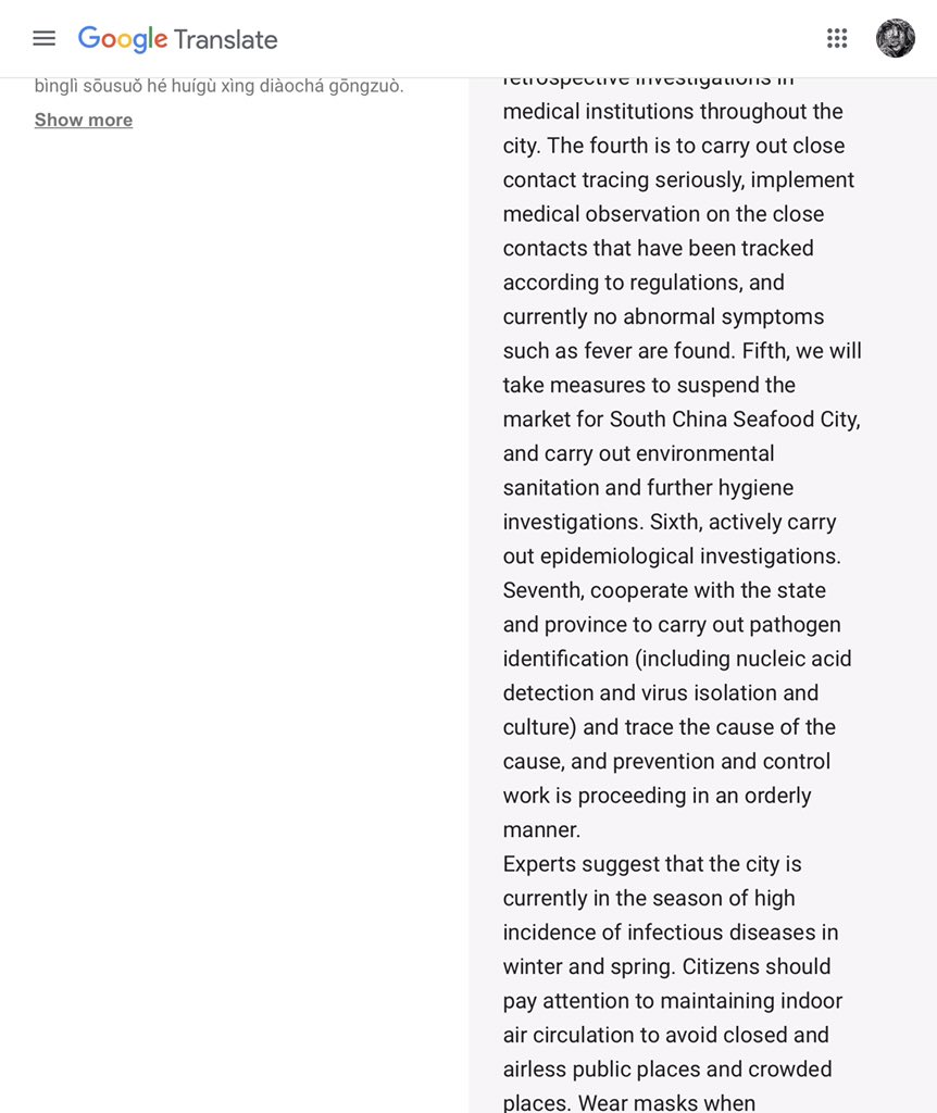 7) Now, via Google translate, this article from Wuhan reads that their first case was detected on December 12th, with 59 known patients and the latest onset was December 29th, 2019. Screenshots provided for English translation: