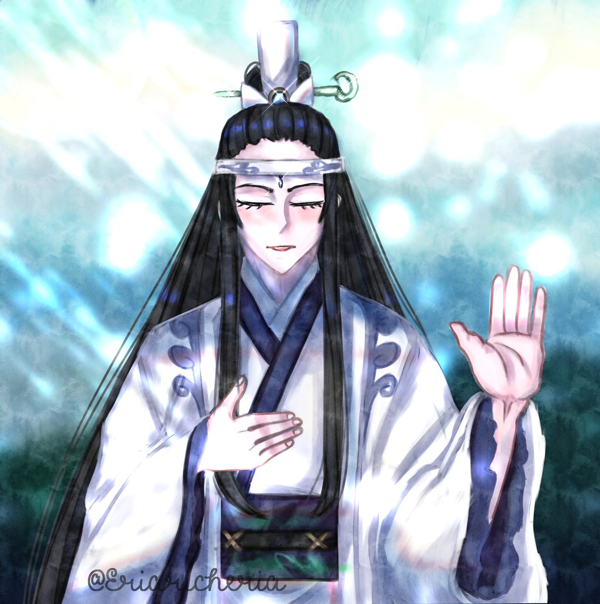 Ari4000's tweet photo. Xichen week day 5: Oath (I know is late TWT) 
#xichenweek #xichenweek2020  #xichenweekday5 #oath #lanxichen  #xichen #lanhuan #zewujun #mdzs #modaozushi #魔道祖师 #蓝涣 #蓝曦臣 #visualart #fantasy #fanart #digital #art #twitter  #lanxichen  #sunlight #BL #bluesky https://t.co/Yj0bBSNE94