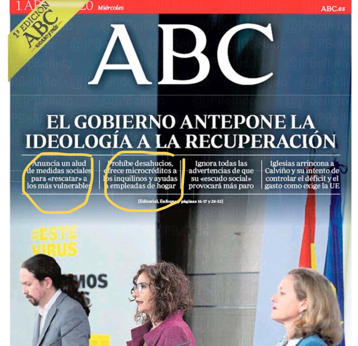 La ideología de rescatar a los más vulnerables y prohibir desahucios.

Hay portadas que son un triunfo moral para la izquierda